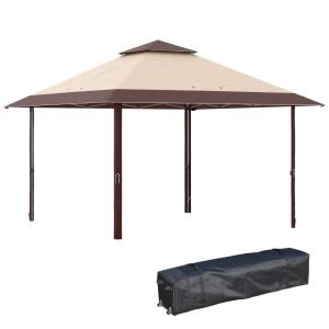 Carpa plegable 385x385x298 cm caqui y café