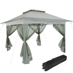 Carpa plegable doble techo 364 x 364 x 294 cm gris claro/os…