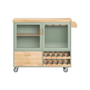 Carrito auxiliar de cocina con 2 cajones y 2 puertas madera…