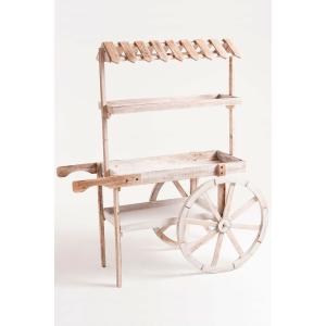 Carrito candy bar blanco en madera envejecida con 3 estantes