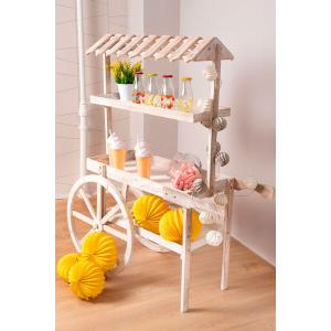 Carrito candy bar madera strawberry envejecido