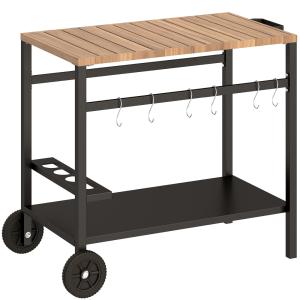 Carrito de barbacoa 97x51x83 cm negro y marrón