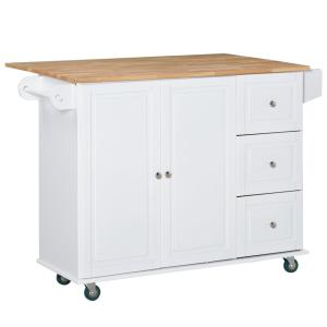 Carrito de cocina 128.8x75.5x92.5 cm blanco