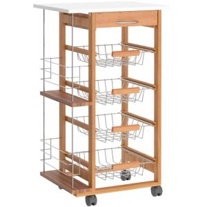 Carrito de cocina 47x37x83 cm madera natural