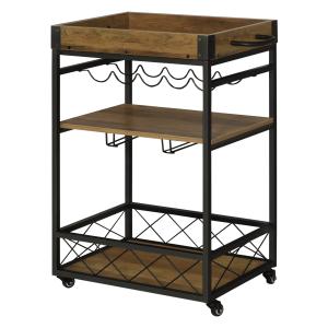Carrito de cocina 77x44.5x91 cm negro, vetas de madera rúst…