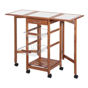Carrito de cocina 91x37x75 cm madera natural