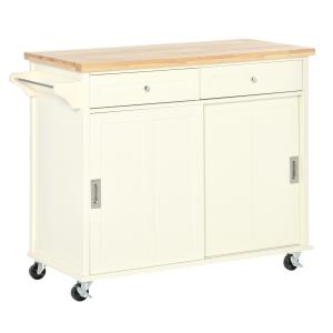 Carrito de cocina beige 110 x 49.5 x 89.5 cm