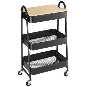 Carrito de cocina negro 45 x 31 x 79.4 cm