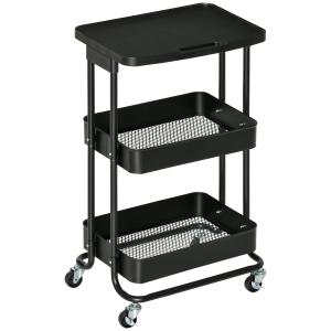 Carrito de cocina negro 46 x 34.5 x 76.5 cm