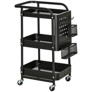 Carrito de cocina negro 51.5 x 32 x 75.6 cm