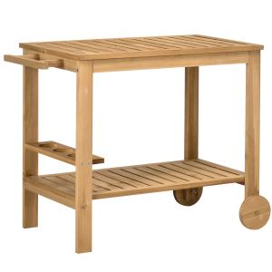 Carrito de servicio 95x47x74 cm madera natural