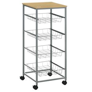 Carro de cocina 36.5x36.5x89 cm plata