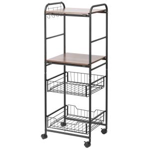 Carro de cocina 40x38x111 cm nogal y negro