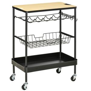 Carro de cocina 60.5x35.5x75 cm negro