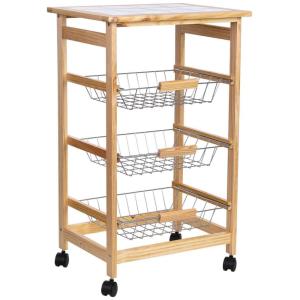 Carro de cocina de madera47x37x79h cm marrón