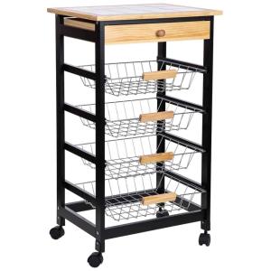 Carro de cocina de madera47x37x82h cm negro