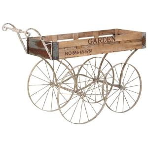 Carro expositor de madera y metal  marrón, 139,07x62,87x92,…