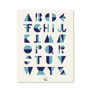 Cartel alfabeto de estilo cubista - azul