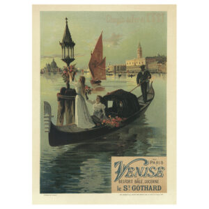 Cartel artístico vintage de Paris à Venise - Cuadro lienzo…