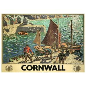 Cartel Publicitario Vintage Cornwall - Cornovaglia cm. 50x70