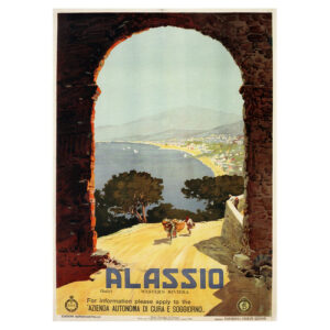 Cartel turístico vintage Alassio - Cuadro lienzo 50x70cm