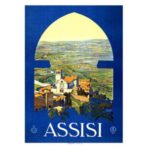 Cartel turístico vintage Assisi - Cuadro lienzo 50x70cm