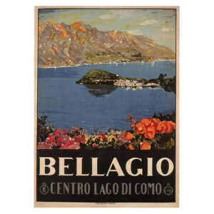 Cartel turístico vintage Bellagio - Cuadro lienzo 50x70cm