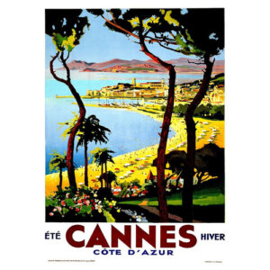 Cartel turístico vintage Cannes - Côte D'Azur - 50x70cm