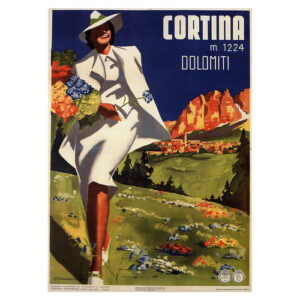 Cartel turístico vintage Cortina - Cuadro lienzo 50x70cm