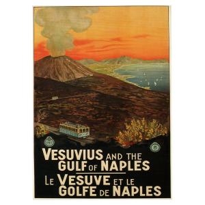 Cartel Turístico Vintage Il Vesuvio E Il Golfo Di Napoli cm…
