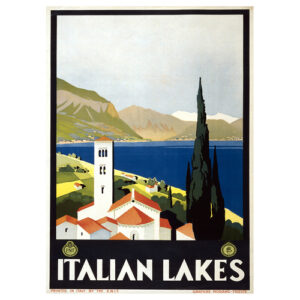 Cartel turístico vintage Italian Lakes - Cuadro lienzo 50x7…