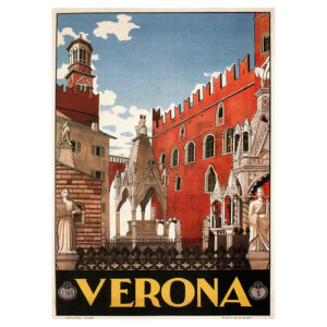 Cartel turístico vintage Verona - Cuadro lienzo 50x70cm
