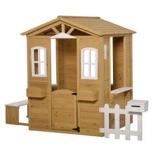 Casita infantil de exterior marrón 204 x 107 x 140 cm