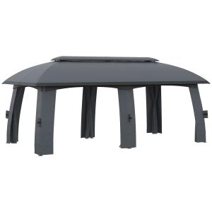 Cenador de jardín 300x600x278 cm gris oscuro