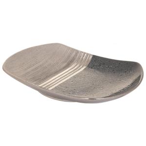 Centro de mesa de cerámica plateado 38x27x6 cm