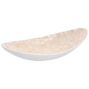 Centro de mesa de madera y madreperla blanco 48x22x10h cm