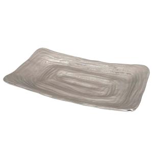 Centro de mesa plateado de aluminio 34x19x4cm