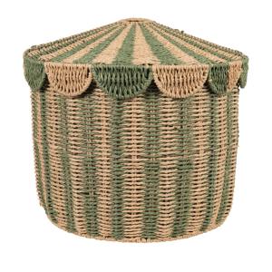 Cesta a rayas bicolor con tapa 41x41x38 cm
