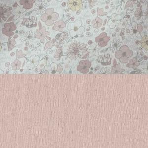 Cesta almacenaje infantil redonda estampado flores rosa