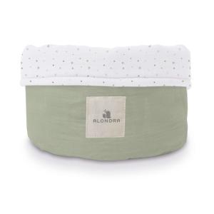 Cesta almacenaje infantil redonda verde con estrellitas