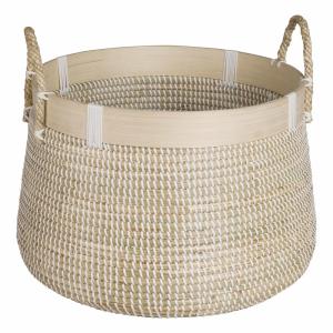 Cesta bola de fibra vegetal blanca