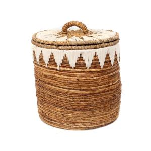 Cesta de almacenaje de hoja de plátano cosida e hilo l