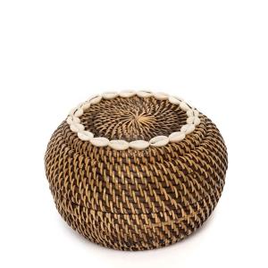 Cesta de almacenaje de ratán marrón natural