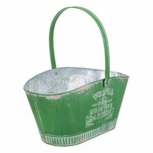 Cesta de metal verde 34x22x26.5/28.5/39h cm b:26.5x14.5