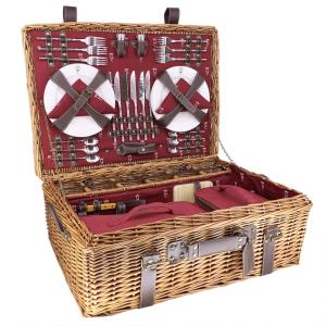 Cesta de picnic de mimbre y cuero Champs-Elysées burdeos 6…