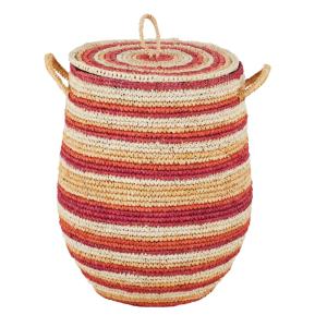 Cesta de sisal coral, naranja y beige