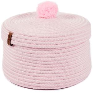 Cesta lisa hecha a mano de color rosa para niños - 25x15