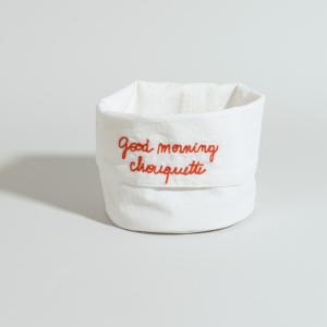 Cesta para el pan de algodón beige y rojo