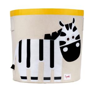 Cesta para jugeutes cebra de poliéster amarillo