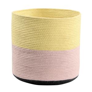 Cesta para niños - algodón 28x28x28 cm - amarillo rosa -